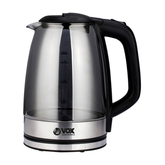 Električni bokal Vox WK 8008, 1.7 l, 2200 W, Inox / crna